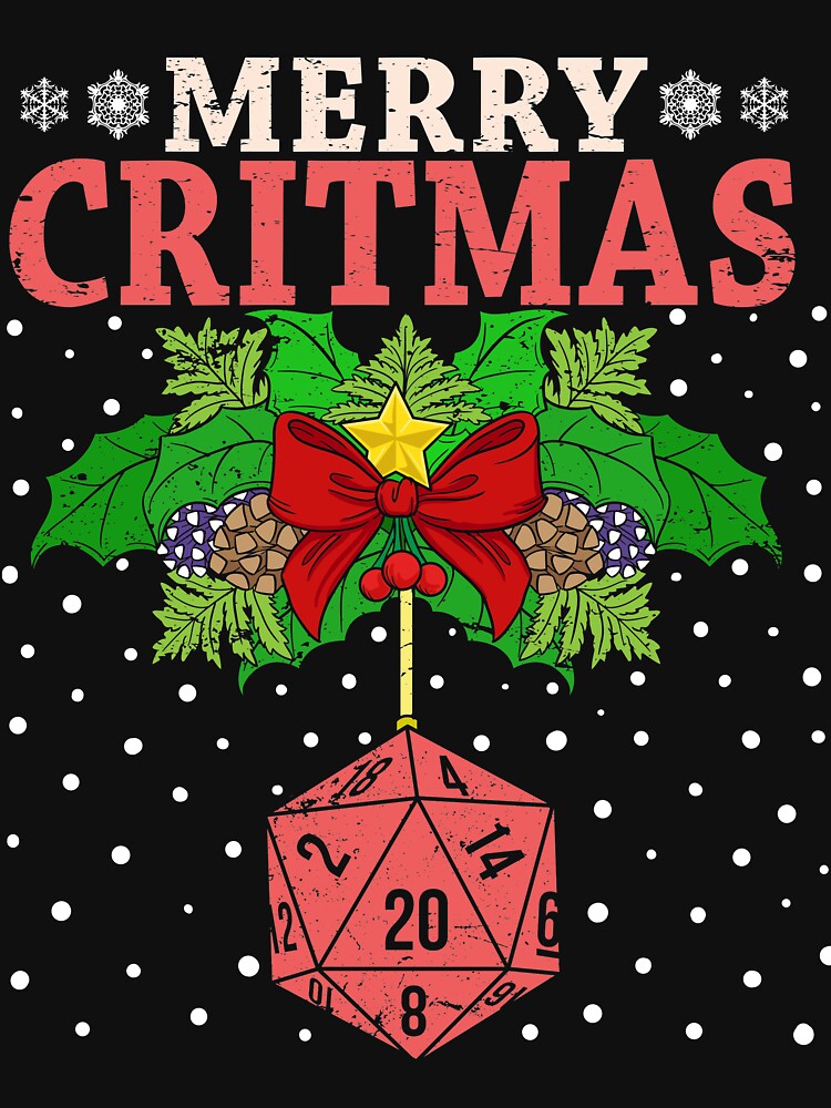 Merry Critmas 20 Sided Dice RPG Christmas Holiday Board Game by tronictees T-Shirts, Hoodie, Sweatshirt (Image 3)