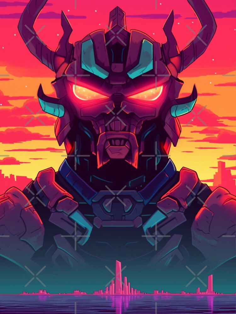Neon Retrowave Cyber Demon #2 by RESToRAPTOR T-Shirts, Hoodie, Sweatshirt | BlankRebels.com (Image 3)