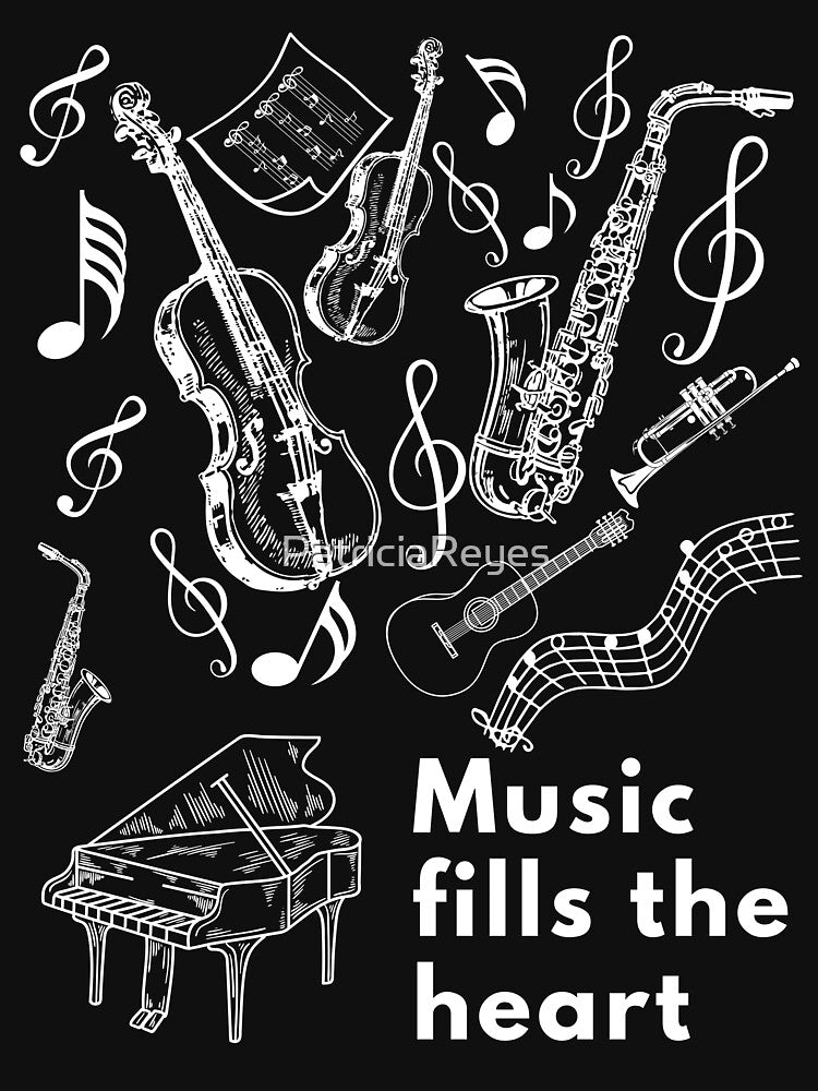 Music fills the heart by PatriciaReyes T-Shirts, Hoodie, Sweatshirt | BlankRebels.com (Image 3)