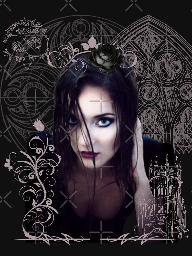Gothic Girl Blue Eyed Beautiful Female Goth Art Graphic by Rockstorr T-Shirts, Hoodie, Sweatshirt | BlankRebels.com (Image 3)