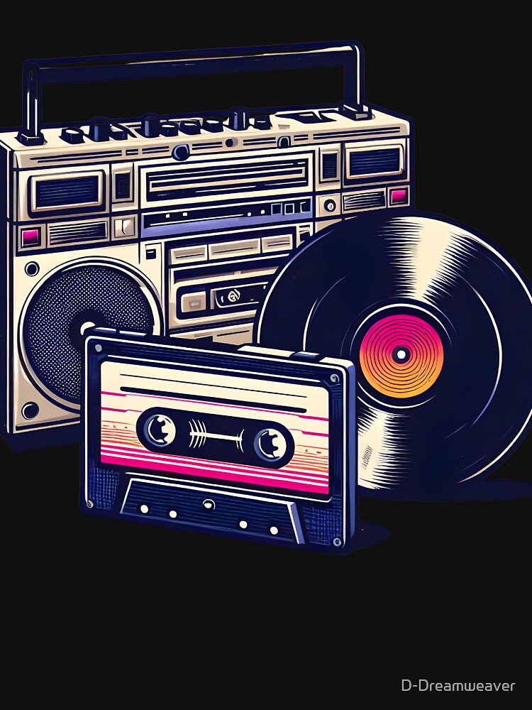 90's Retro Boombox Cassette & Vinyl Record by D-Dreamweaver T-Shirts, Hoodie, Sweatshirt | BlankRebels.com (Image 3)