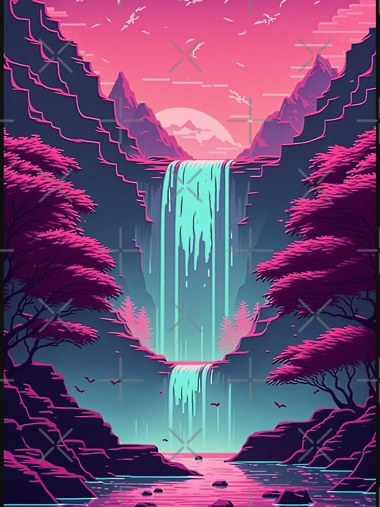 Vaporwave Waterfall by RESToRAPTOR T-Shirts, Hoodie, Sweatshirt | BlankRebels.com (Image 3)