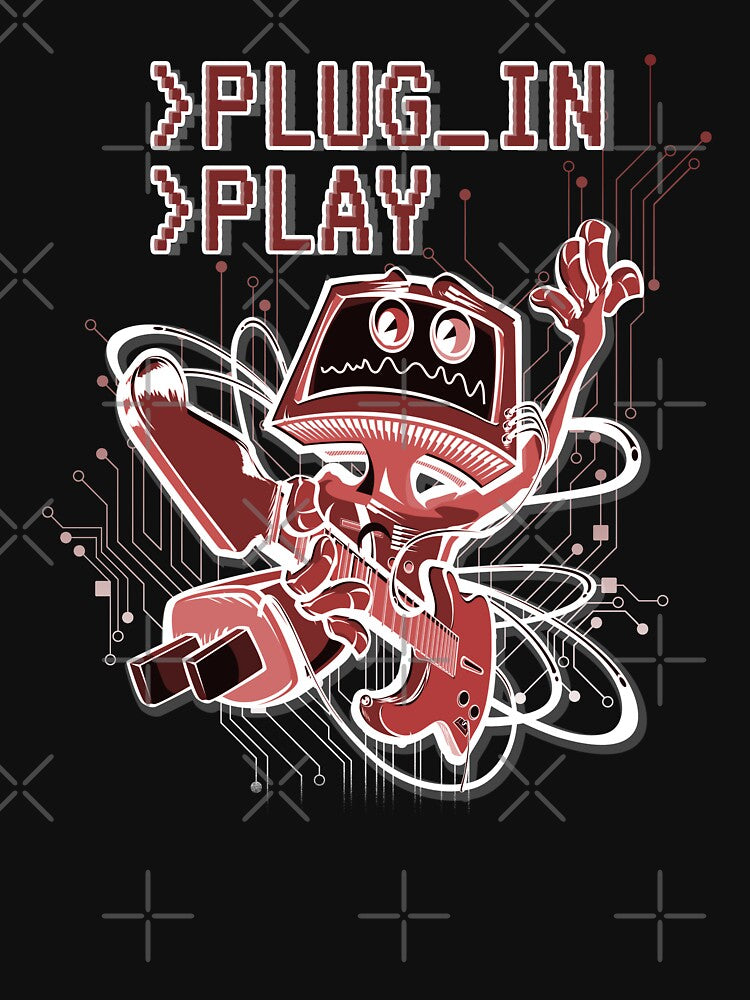 >Plug_In >Play Rockin' Music Geek Cartoon (RED) by CRHPOD20 T-Shirts, Hoodie, Sweatshirt | BlankRebels.com (Image 3)