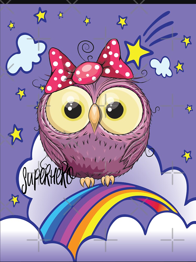 Cute Purple Owl in Superhero Unicorn Background / Unicorn Owl Scenery / Travel with an Owl Superhero by... (Image 3)