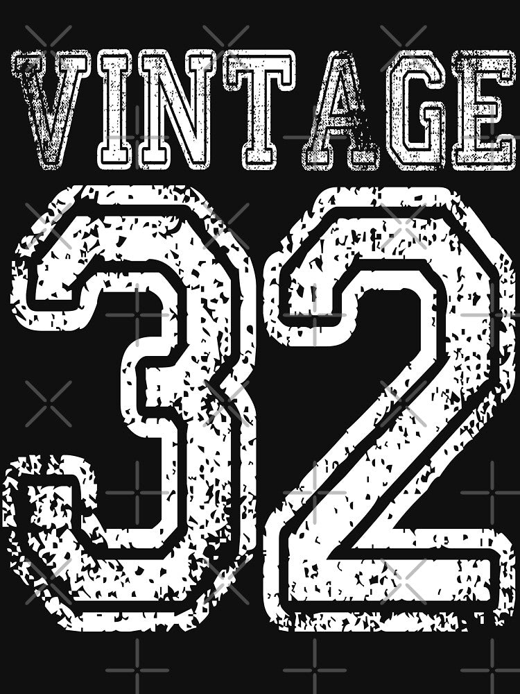 Vintage 32 2032 1932 T-shirt Birthday Gift Age Year Old Boy Girl Cute Funny Man Woman Jersey Style by... (Image 3)