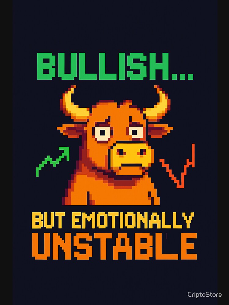 Bullish But Emotionally Unstable - Pixel Art Crypto Meme Design by Crypto_Store