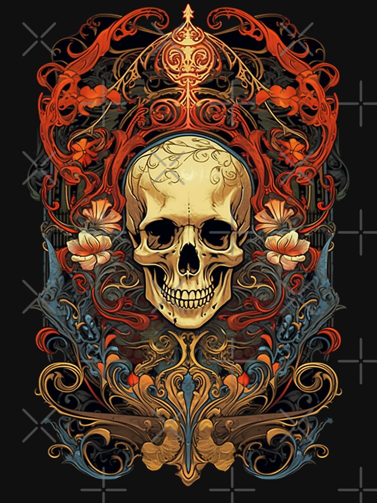 Illustrated Skull Floral Nouveau by ArtfulImprints T-Shirts, Hoodie, Sweatshirt | BlankRebels.com (Image 3)
