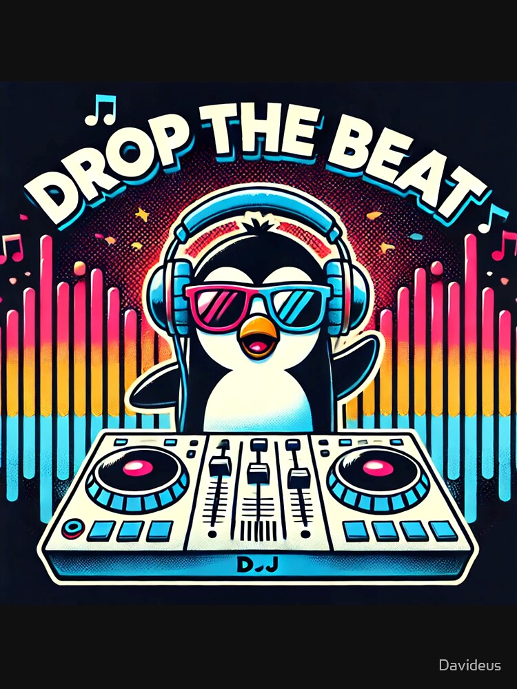 Funny Cute Animals Artwork: DJ Penguin. by Davideus T-Shirts, Hoodie, Sweatshirt | BlankRebels.com (Image 3)