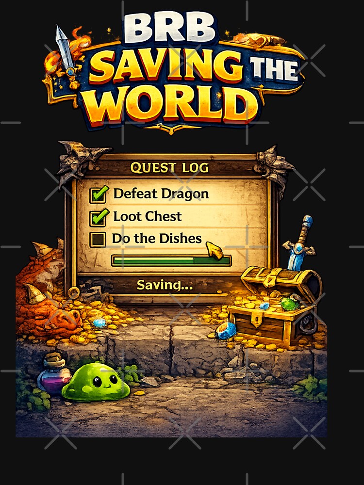 BRB Saving the World – Funny RPG Gamer Design by PrintSpot4U