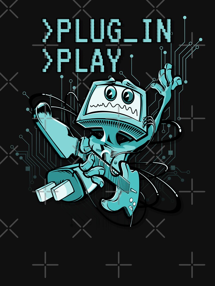 >Plug_In >Play Rockin' Music Geek Cartoon (BLUE) by CRHPOD20 T-Shirts, Hoodie, Sweatshirt | BlankRebels.com (Image 3)
