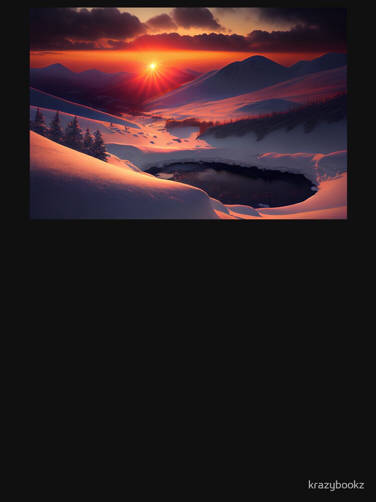 View of Stunning Sunset from Snowy Mountains by krazybookz T-Shirts, Hoodie, Sweatshirt | BlankRebels.com (Image 3)