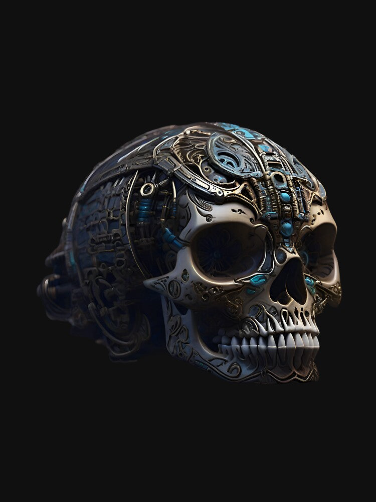Tech Skull Artwork | Futuristic Gothic Skull T-shirt by TTCCAI