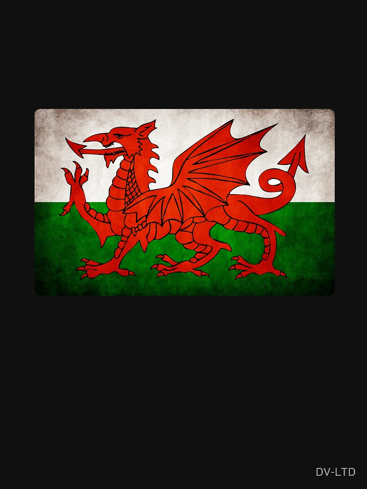 Welsh Wales Flag Distressed Style by DV-LTD