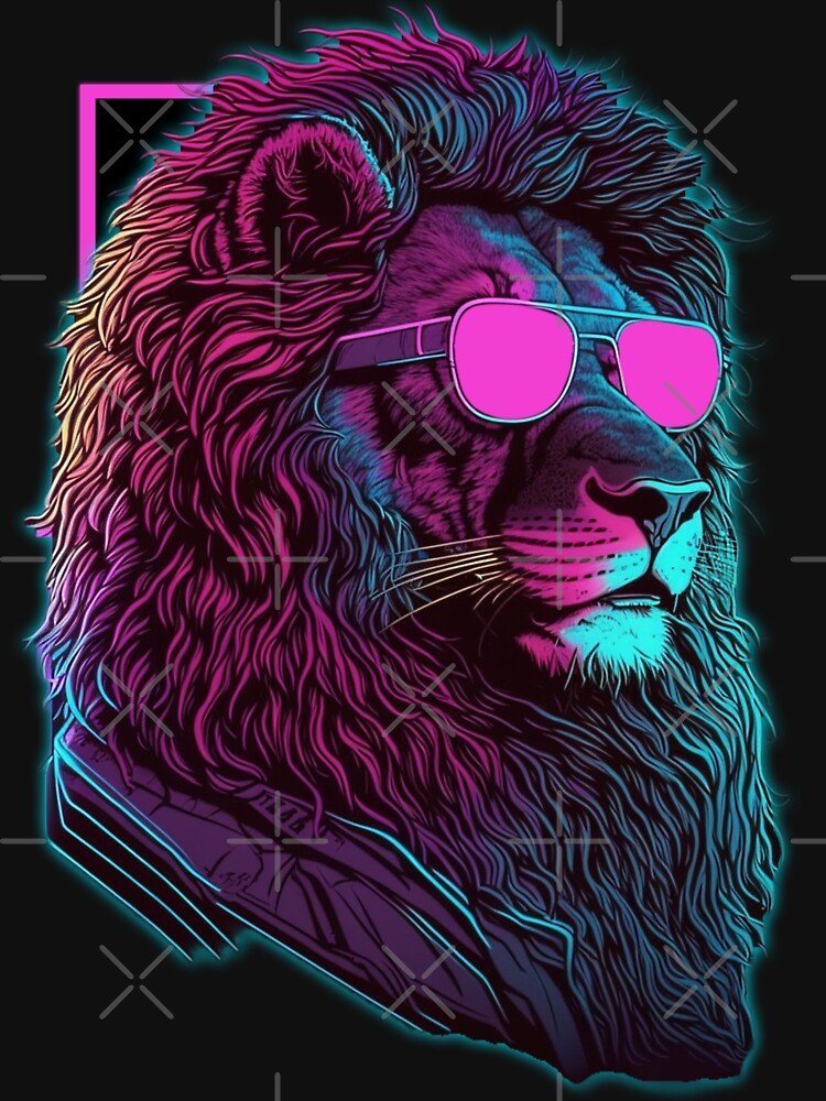 Vaporwave synthwave cool lion in sunglasses by RESToRAPTOR T-Shirts, Hoodie, Sweatshirt | BlankRebels.com (Image 3)