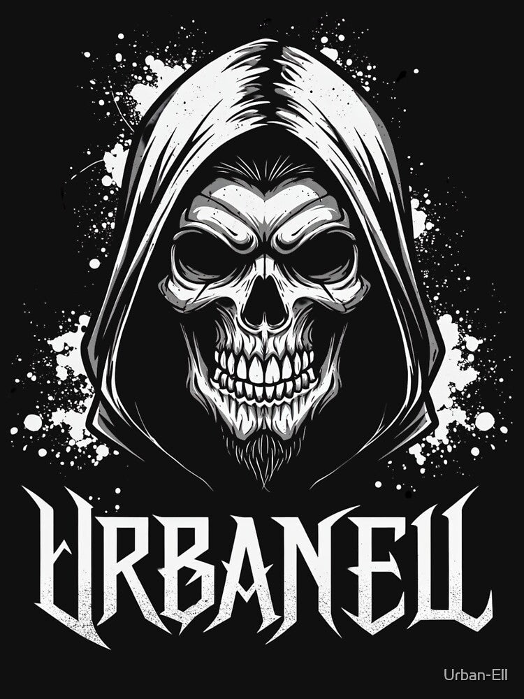 UrbanEil Grim Reaper Skull T-Shirt – Gothic Horror Streetwear Design by Urban-Ell Hoodie, Sweatshirt (Image 3)