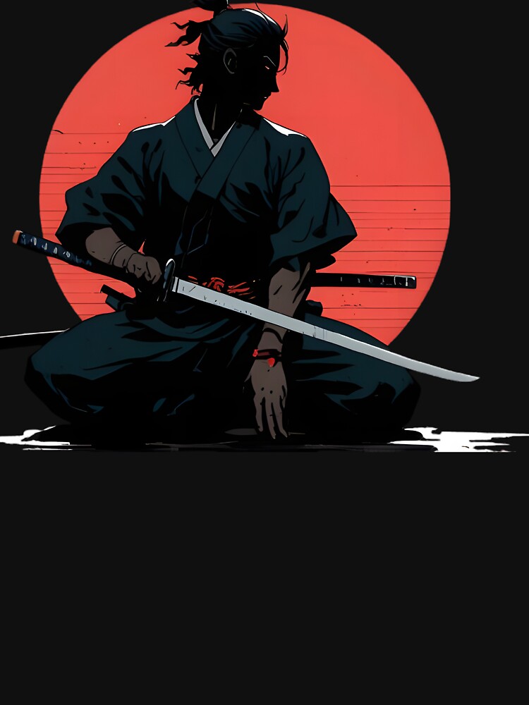 "MINIMALIST SAMURAI - Lone Ronin Black & Red T-Shirt & Hoodie (Image 3)