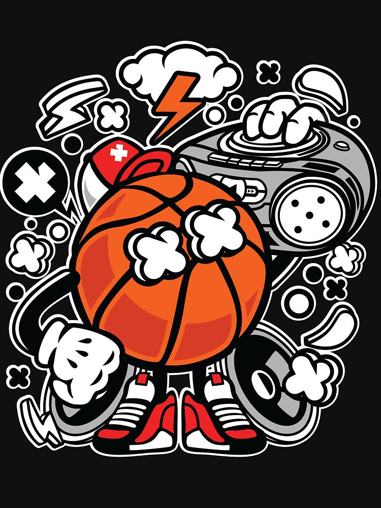 Basketball Boombox Beat Cartoon Character - Funny T-shirt for Basketball music lovers who live Basketball Sounds ! by Nickelparis