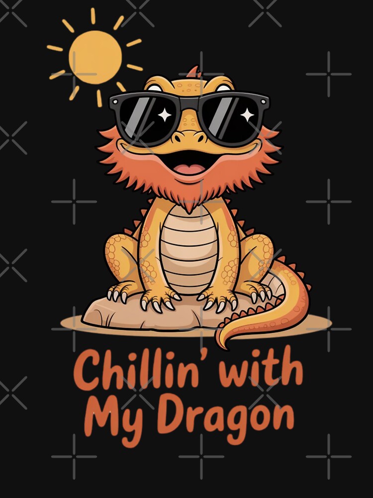 Chillin’ With My Dragon – Funny Bearded Dragon Lover T-Shirt & Sticker by grand-shop1 Hoodie, Sweatshirt (Image 3)