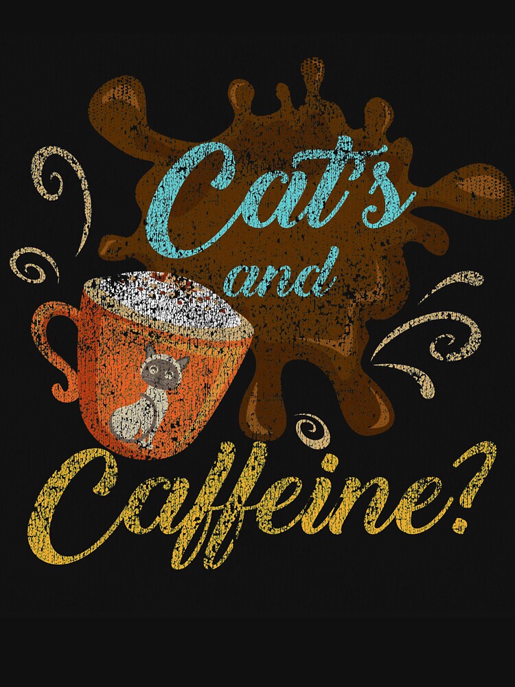 Cats and Caffeine Funny Coffee Hilarious Cat Distressed by Tee Kaboom! Hoodie, Sweatshirt | BlankRebels.com (Image 3)
