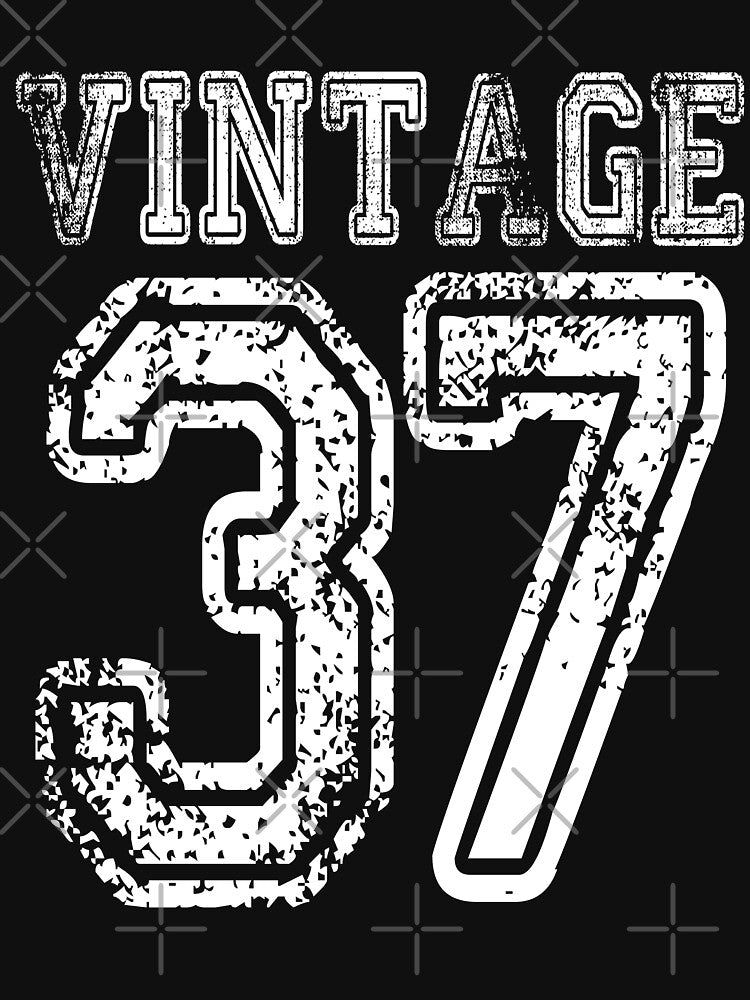 Vintage 37 2037 1937 T-shirt Birthday Gift Age Year Old Boy Girl Cute Funny Man Woman Jersey Style by... (Image 3)