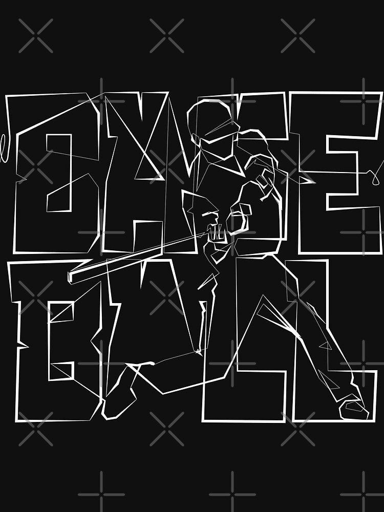 One continuous Line graphic minimalist art Baseball batting calligraphy typography by scribblelife T-Shirts,... (Image 3)