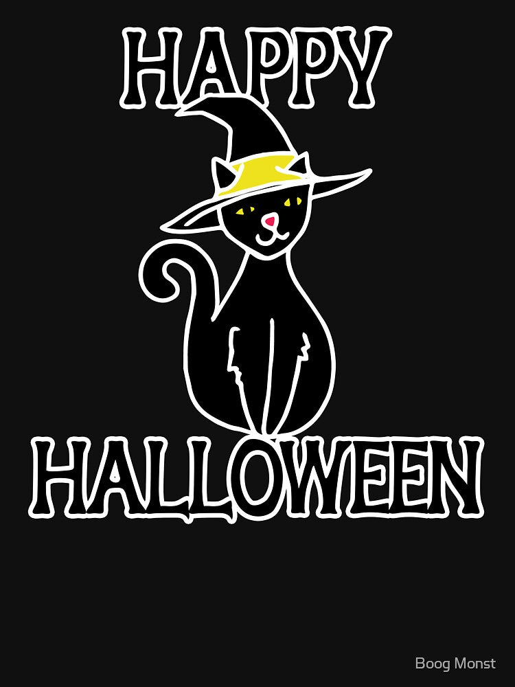 Happy Halloween Black Cat by Boog Monst T-Shirts, Hoodie, Sweatshirt | BlankRebels.com (Image 3)