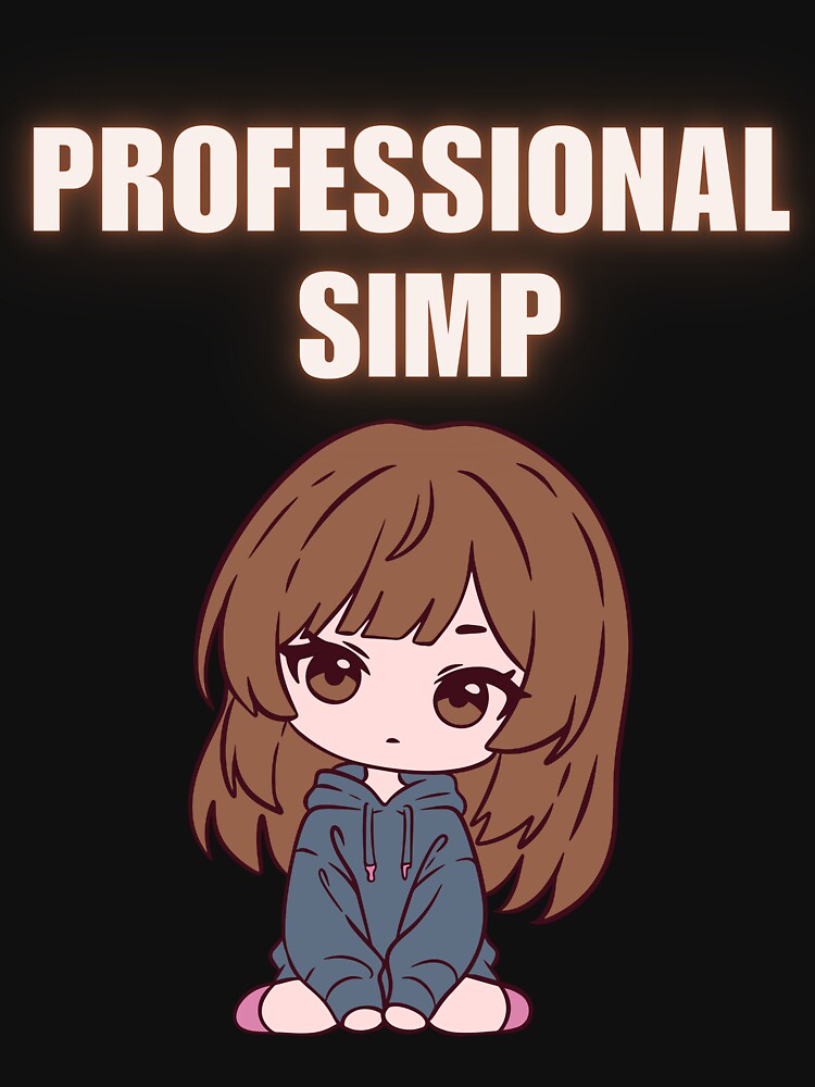 Professional Simp Chibi Waifu Grey Hoodie T-Shirt 2025 by AnimalMemeHub Sweatshirt | BlankRebels.com (Image 3)