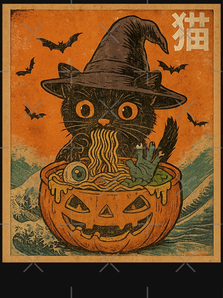 Black Cat Ramen Japanese Halloween by will freed18 T-Shirts, Hoodie, Sweatshirt | BlankRebels.com (Image 3)