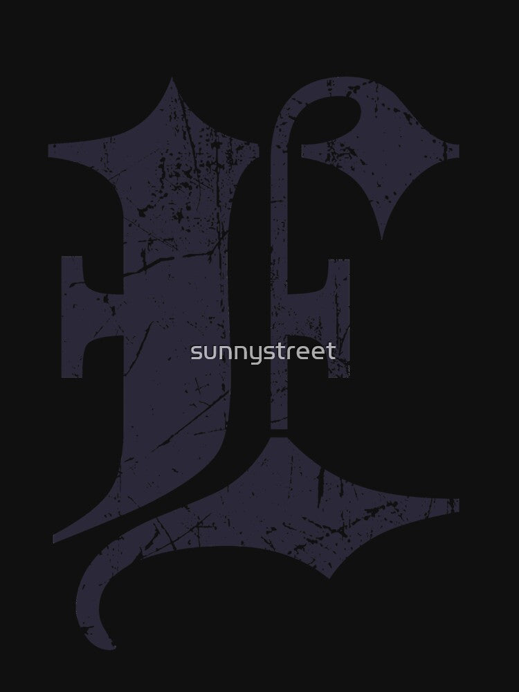 Dark Grunge Monogram Letter "E" Blackletter by SunnyStreet T-Shirts, Hoodie, Sweatshirt | BlankRebels.com (Image 3)