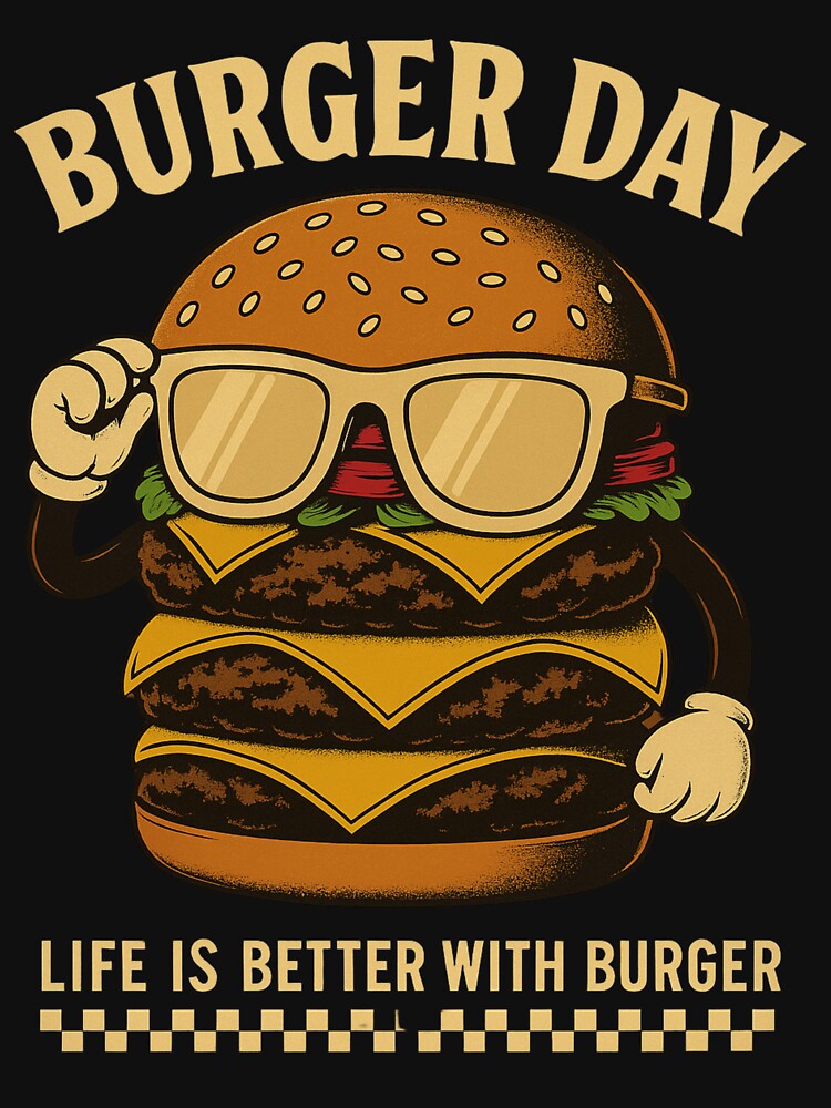 Burger Day – Retro Cheeseburger with Sunglasses | Vintage Fast Food Vibes by Still Hungry Shop T-Shirts,... (Image 3)