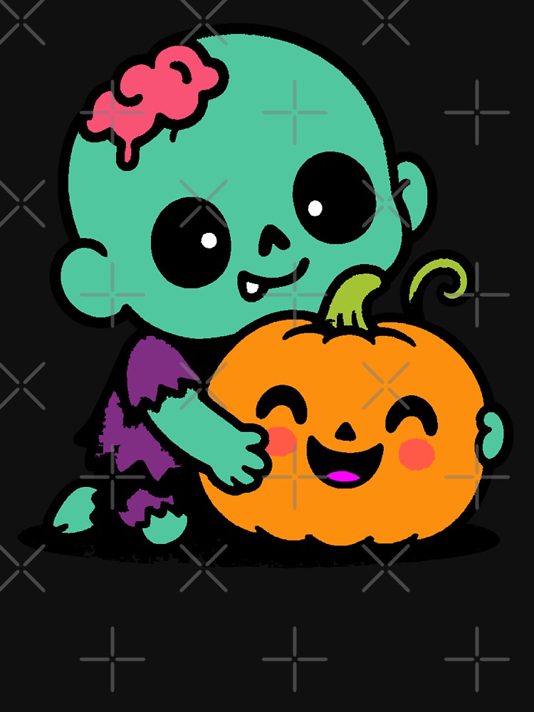 Cute Zombie Hugging Pumpkin | Halloween Graphic Tee & Hoodie by AstronautMerch Sweatshirt | BlankRebels.com (Image 3)