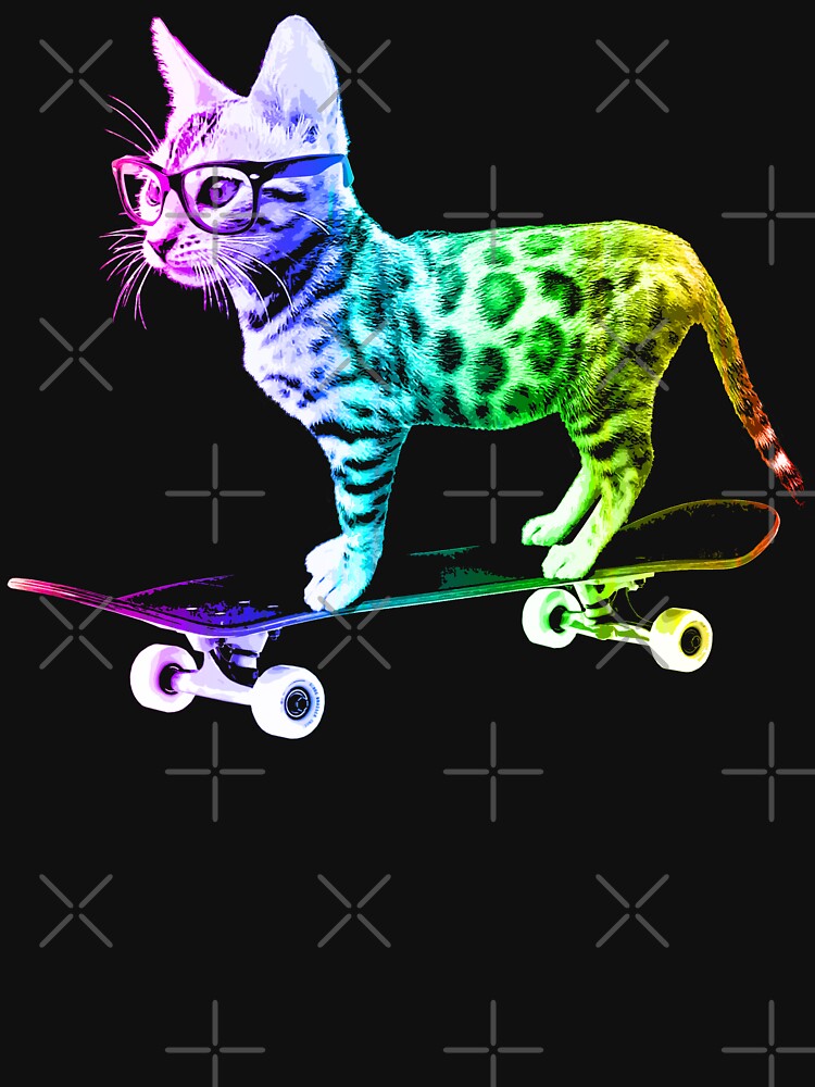 Rainbow Skateboard Cat by ROBOTFACE T-Shirts Hoodie, Sweatshirt | BlankRebels.com (Image 3)