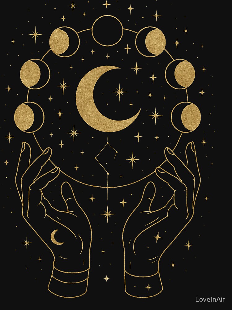 Mystic Moon Phases with Golden Hands by LoveInAir T-Shirts, Hoodie, Sweatshirt | BlankRebels.com (Image 3)