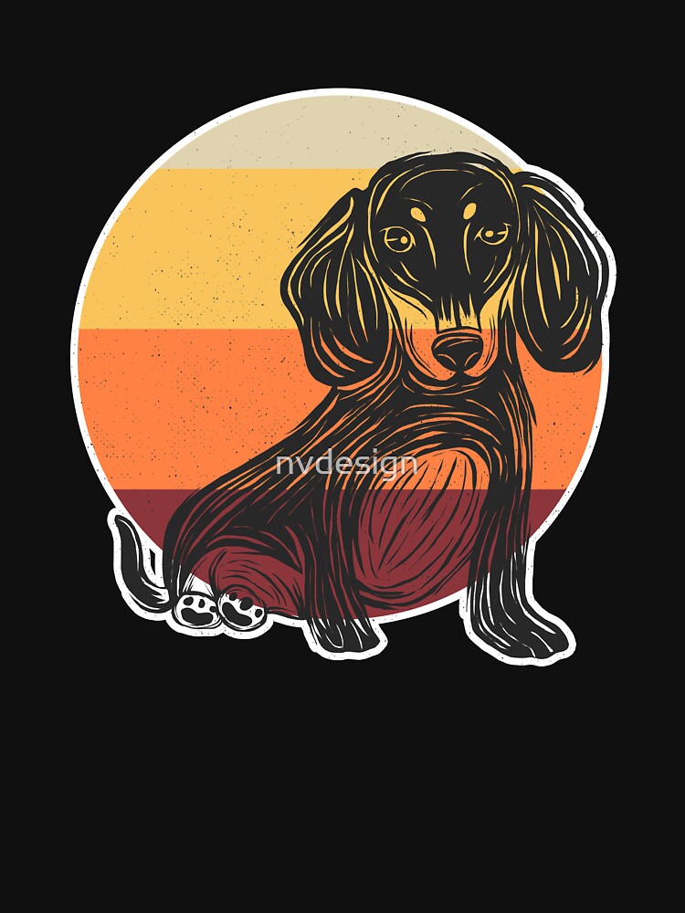 Retro Vintage Linocut Dachshund by nvdesign T-Shirts, Hoodie, Sweatshirt | BlankRebels.com (Image 3)
