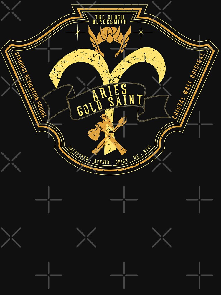 Saint Seiya Knights of the Zodiac - Aries Gold Saint Vintage by The Malva Glyphs T-Shirts, Hoodie, Sweatshirt (Image 3)