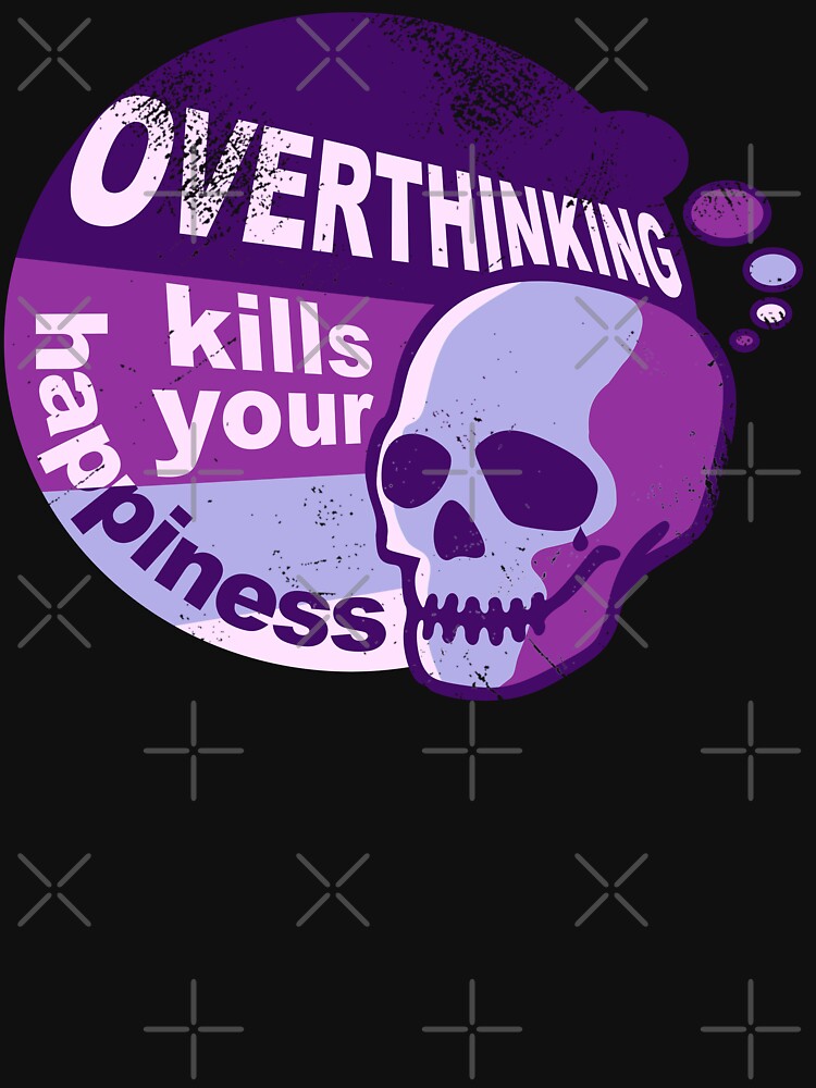 Overthinking kills your happiness Purple retro style  | worn by Skulls & Calaveras T-Shirts, Hoodie, Sweatshirt (Image 3)