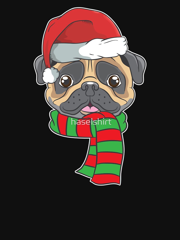 Funny Christmas Dog Xmas Santa  Pug Holiday Gift by haselshirt