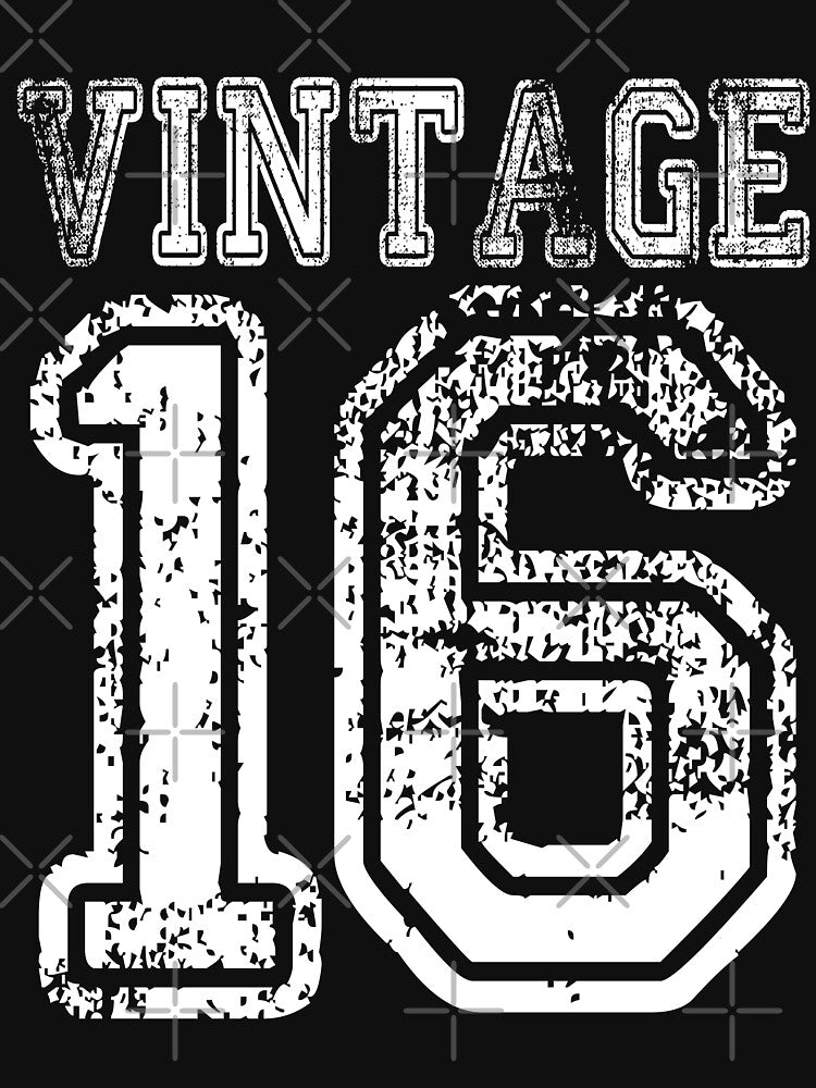 Vintage 16 2016 1916 T-shirt Birthday Gift Age Year Old Boy Girl Cute Funny Man Woman Jersey Style by... (Image 3)