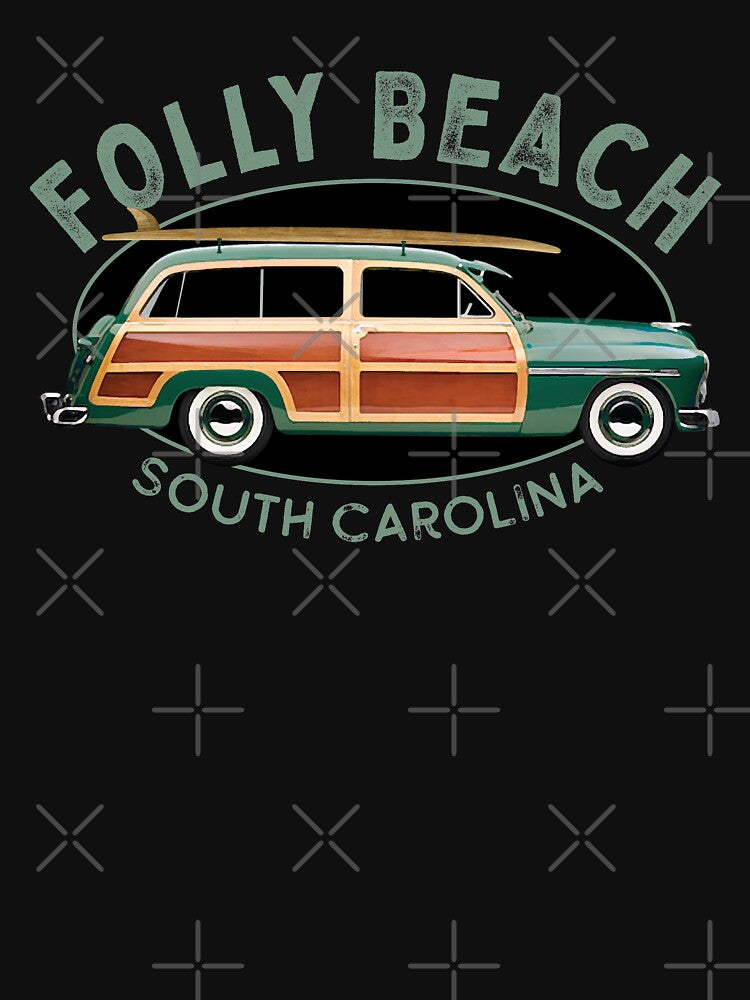 Folly Beach South Carolina Vintage Surfing Design Souvenir by Futurebeachbum T-Shirts, Hoodie, Sweatshirt (Image 3)
