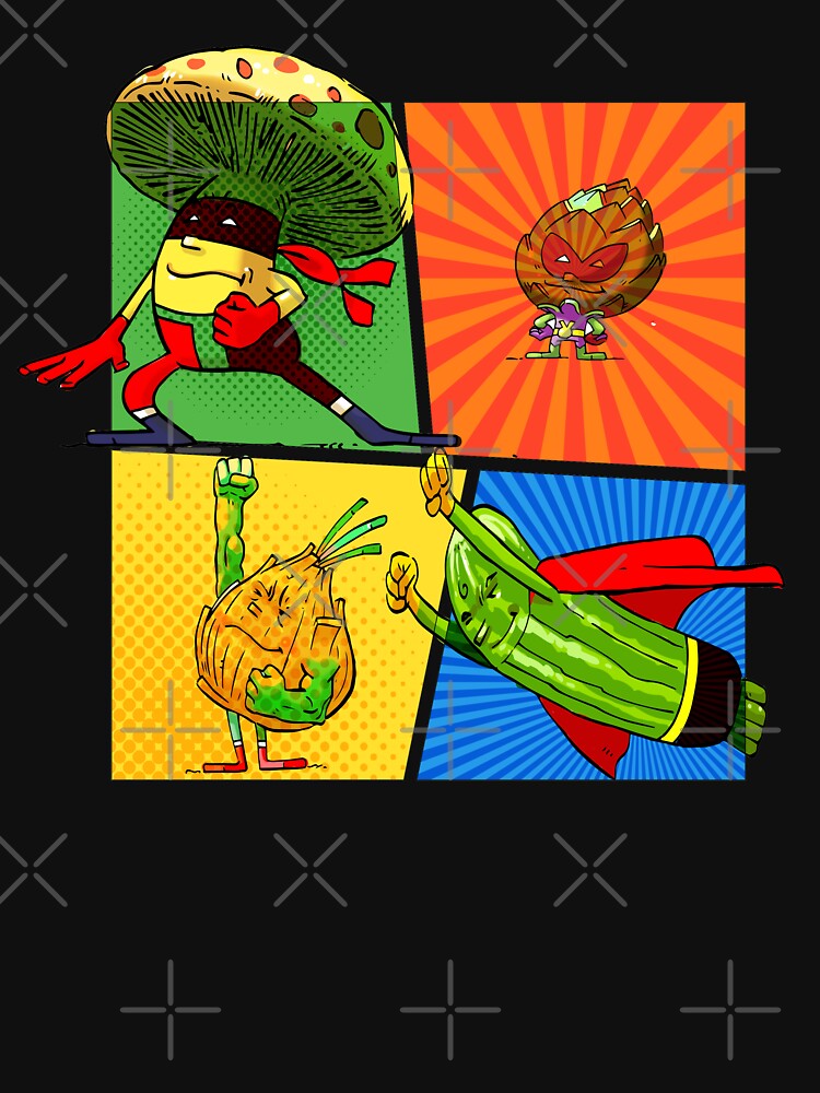 Vegatable Cartoon Superhero Foodie Pop Up Art by ProjectX23 T-Shirts, Hoodie, Sweatshirt | BlankRebels.com (Image 3)