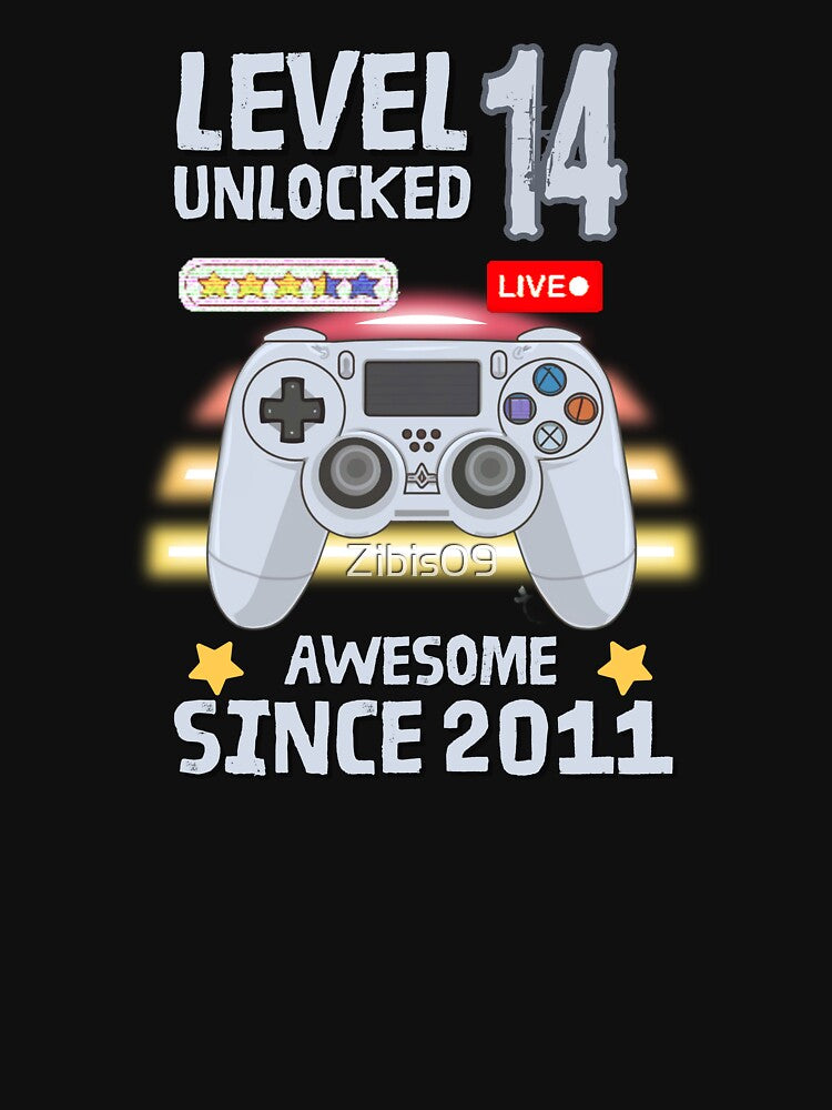 14th Birthday T-shirt 14yr 14 Year Old Birthday Level 14 Unlocked Awesome Since 2010 14th Birthday Gaming... (Image 3)