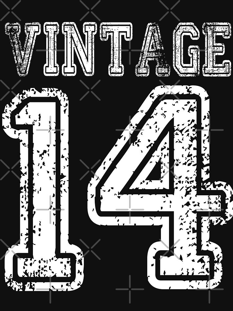 Vintage 14 2014 1914 T-shirt Birthday Gift Age Year Old Boy Girl Cute Funny Man Woman Jersey Style by... (Image 3)