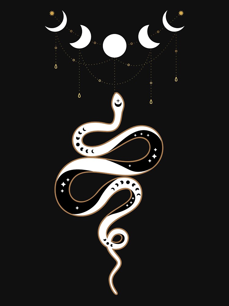 Moon Phase Snake - White by BubonicCowboy T-Shirts, Hoodie, Sweatshirt | BlankRebels.com (Image 3)