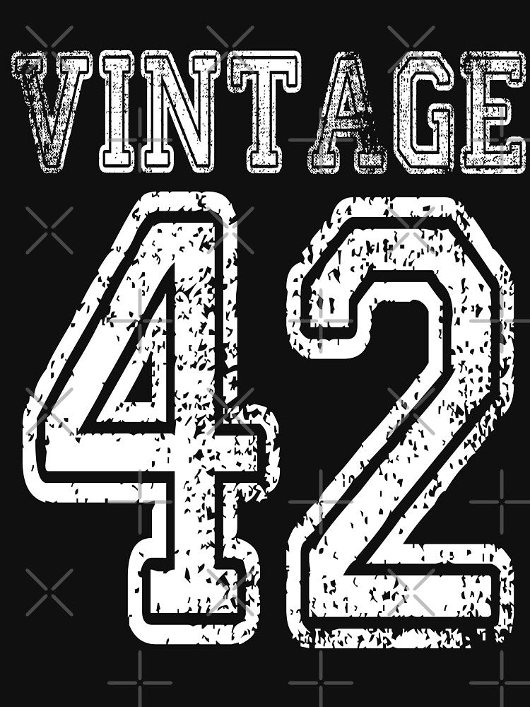 Vintage 42 1942 2042 T-shirt Birthday Gift Age Year Old Boy Girl Cute Funny Man Woman Jersey Style by... (Image 3)
