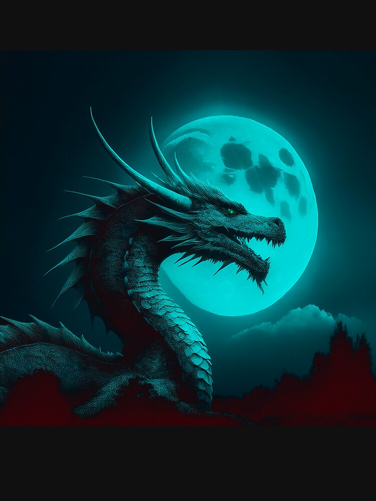 Dragon in blue-green moonlight by BAR DEC T-Shirts, Hoodie, Sweatshirt | BlankRebels.com (Image 3)