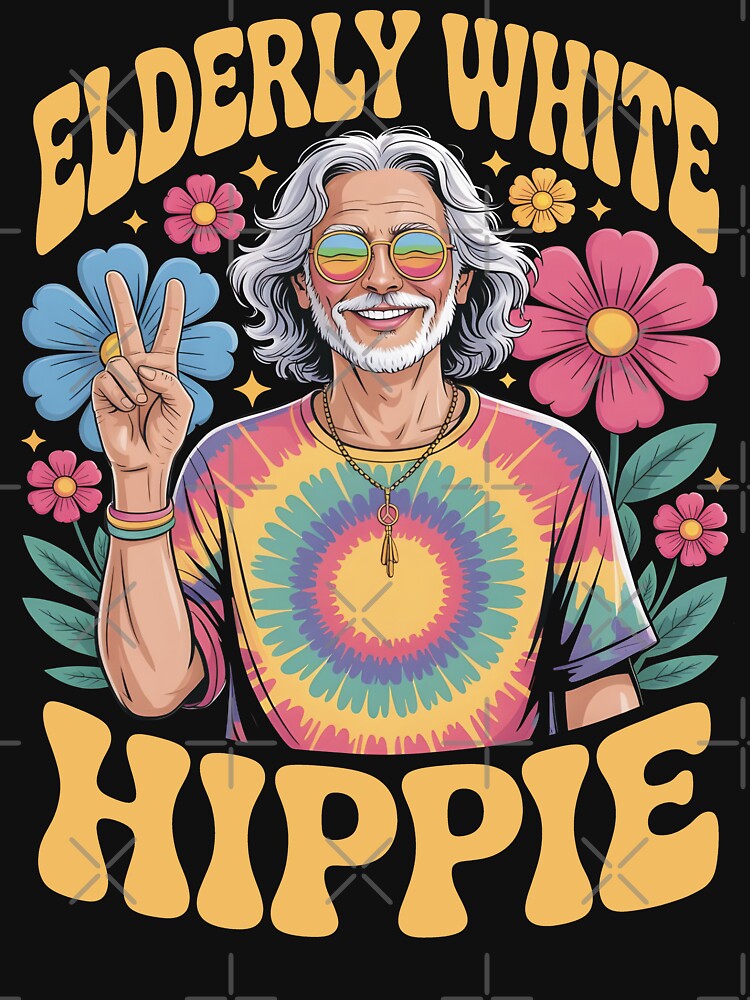 Elderly White Hippie Funny Retro Hippie Gift For Peace Lovers by SkymarArt T-Shirts, Hoodie, Sweatshirt (Image 3)