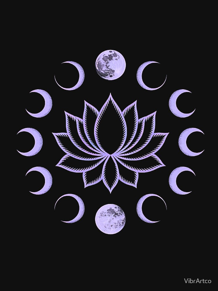 Yoga lunar phases lotus circle purple design by VibrArtco T-Shirts, Hoodie, Sweatshirt | BlankRebels.com (Image 3)