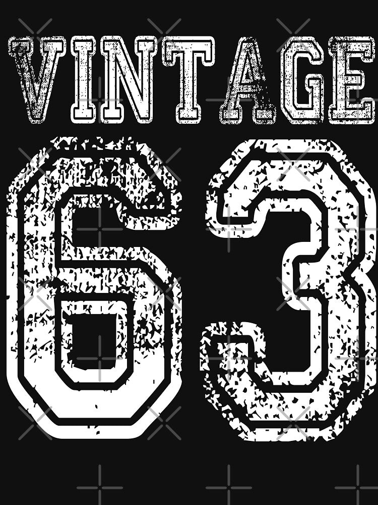 Vintage 63 2063 1963 T-shirt Birthday Gift Age Year Old Boy Girl Cute Funny Man Woman Jersey Style by arcadetoystore