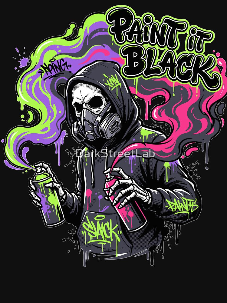 Paint It Black Graffiti Skull Street Art by DarkStreetLab T-Shirts, Hoodie, Sweatshirt | BlankRebels.com (Image 3)