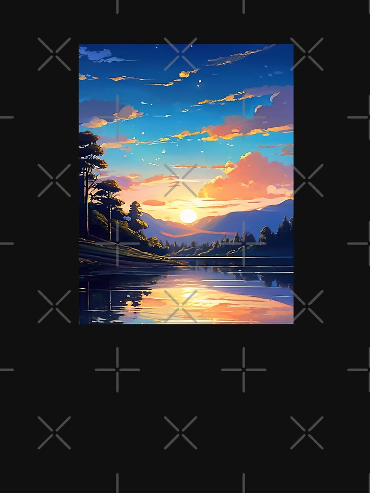 Sunset Over the Lake – Serene and Reflective Lake Sunset Art with Golden and Warm Hues by UniGift T-Shirts,... (Image 3)